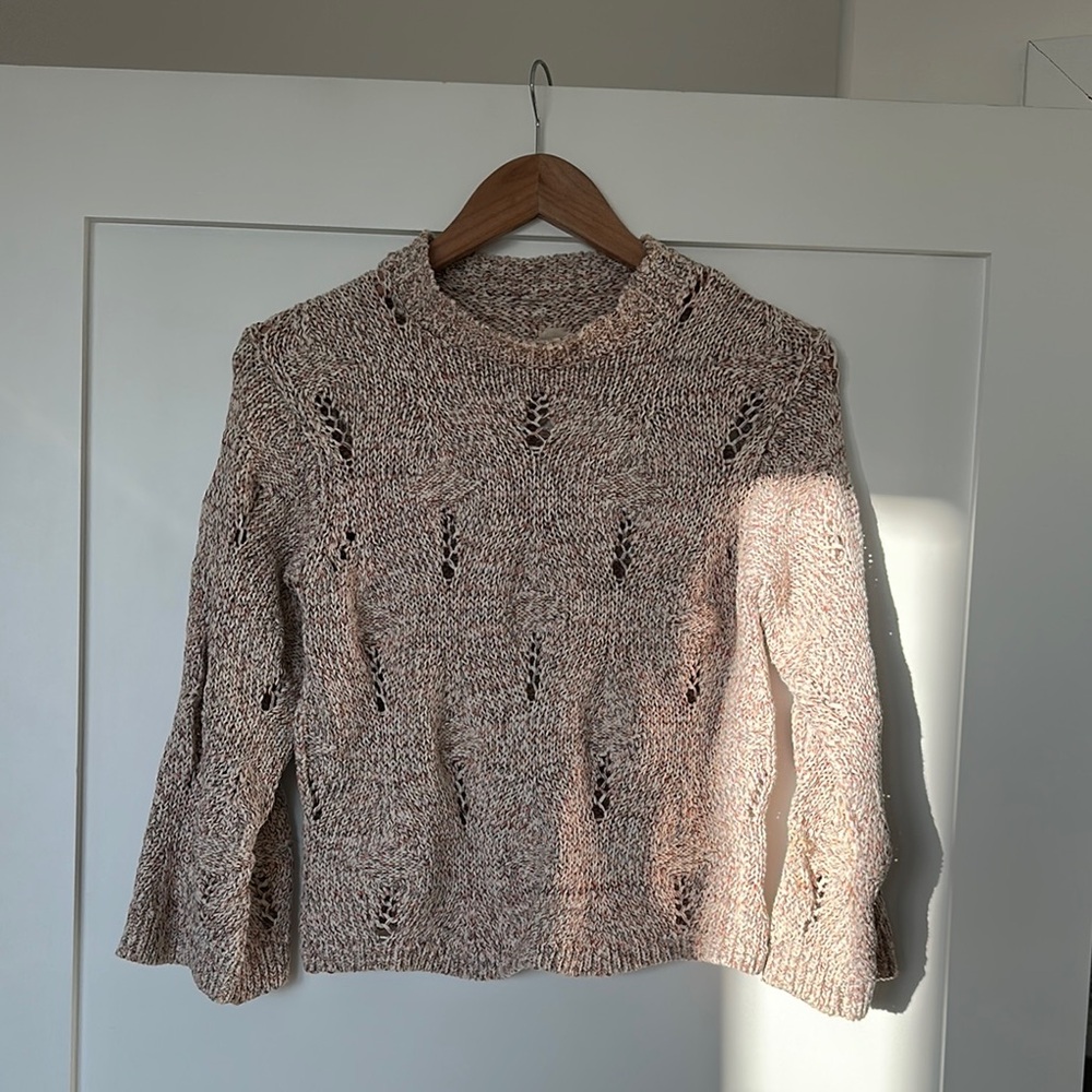 Rebecca Taylor Cream Chunky Knit Crew Neck Sweater